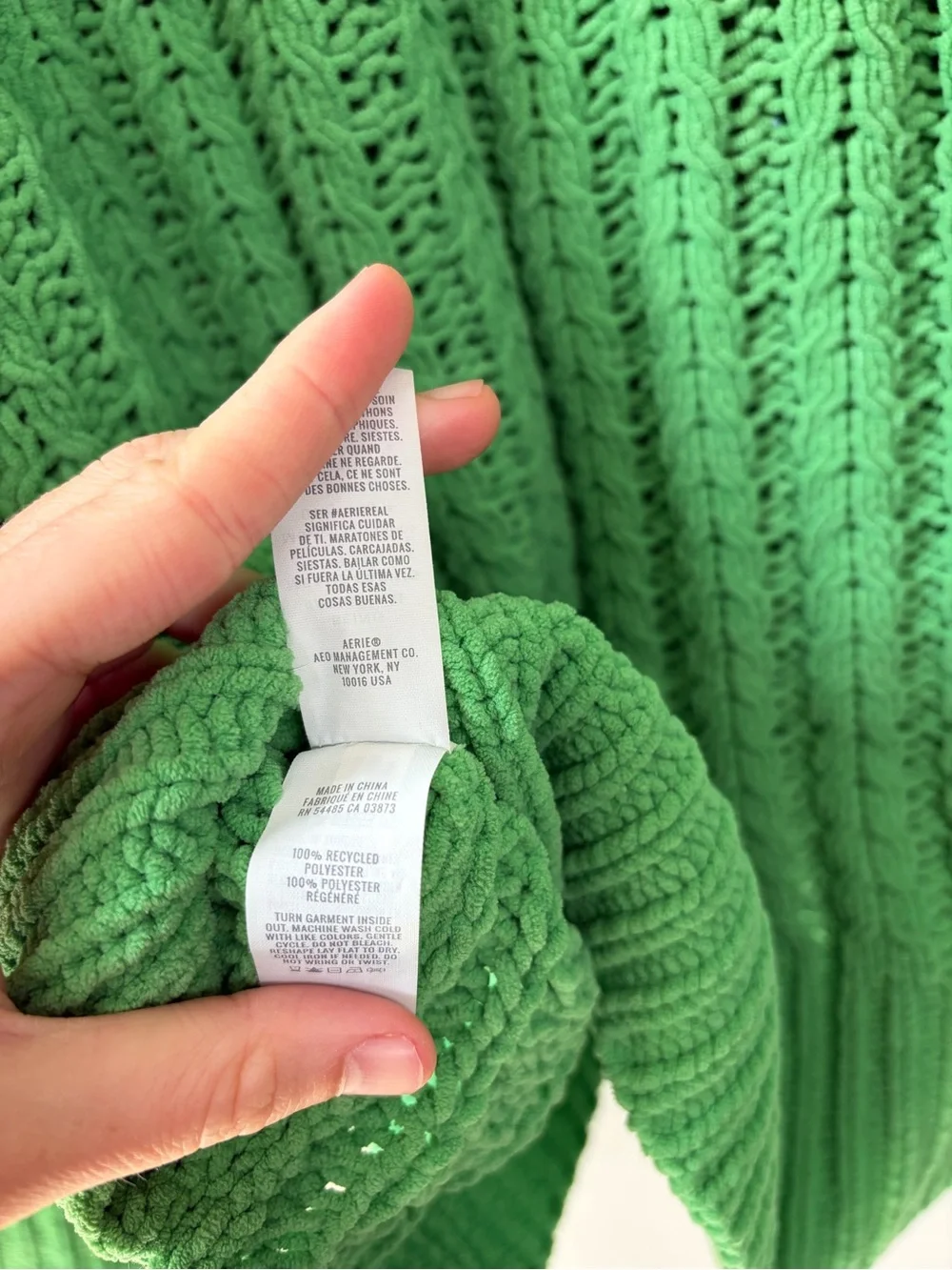 Aerie Green Cable Car Quarter Zip Sweater - Picture 6 of 9